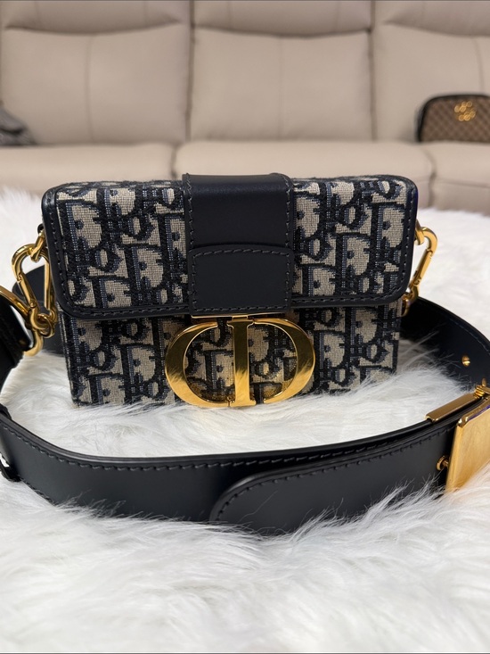 Dior Handbags - Christian Dior Oblique Navy Canvas CD Buckle Flap Crossbody Bag